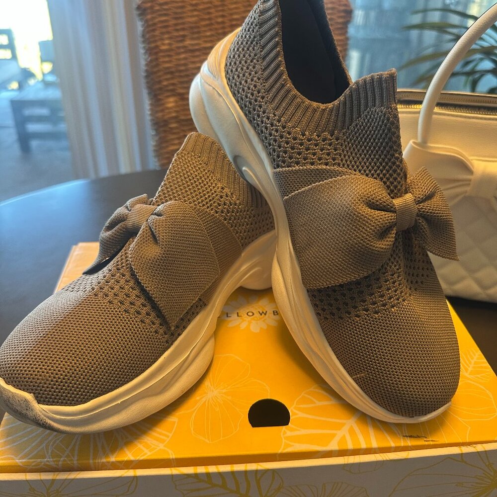 Womens Slip On Taupe Shoes with Bow